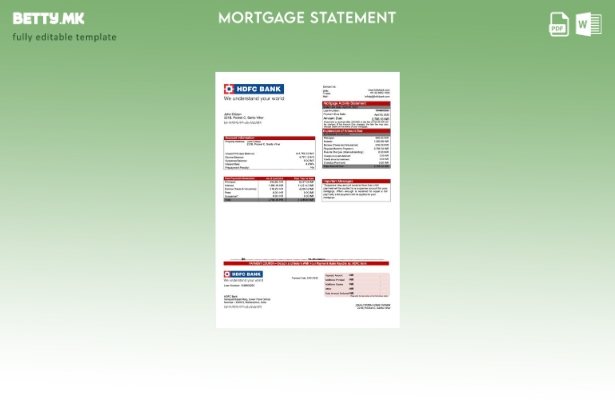 модерен стил Индија HDFC банка за хипотека шаблон Word и PDF шаблон